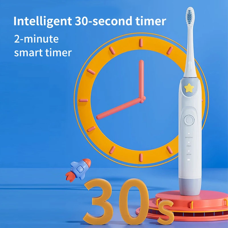 Wholesale Oem Cartoon Rechargeable Tooth Brush 30000 RPM Waterproof Child Kids Ultrasonic Pressure Sensor Electric Toothbrush