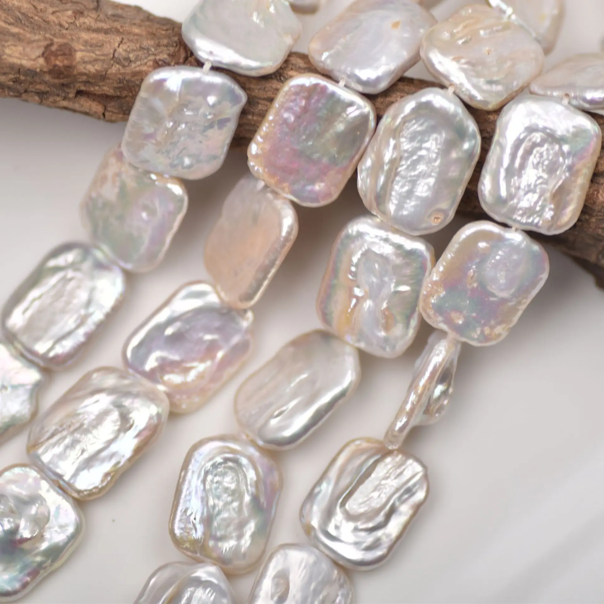 Wholesale Natural Baroque Square Pearl Strand 12X17mm Keshi Pearl For DIY