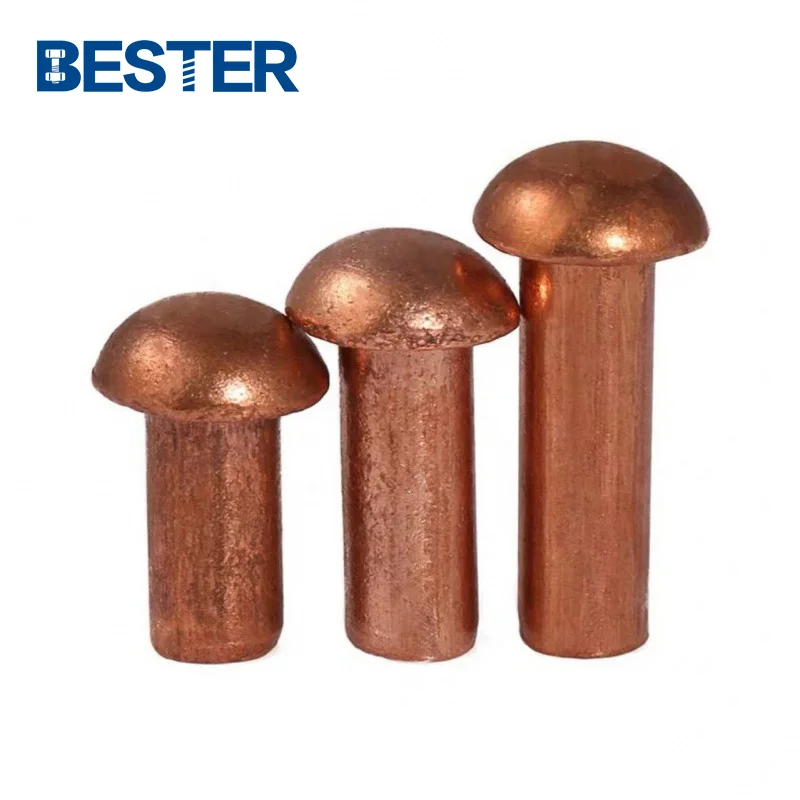 red pure copper brass round dome mushroom truss head solid rivet