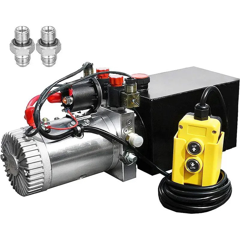 Dump Trailer Hydraulic Power Unit 12 Volt Hydraulic Pump 8 Quart Single Acting with Control Remote