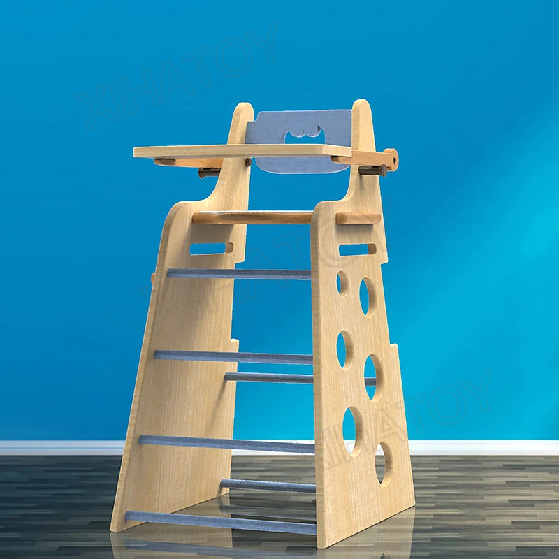 XIHA Portable Folding Multifunction High Chair Baby Dining Chair Wooden High Chair Adjustable Height Feeding Table