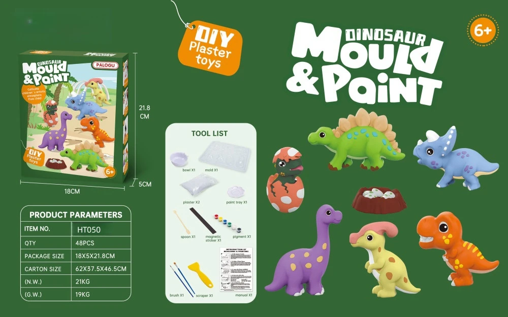 Customised 3D Plaster Molds Color Gypsum Kids Drawing Set Paint Your Own Space Dinosaurs Christmas Crafts Kit Creative Toys Gift