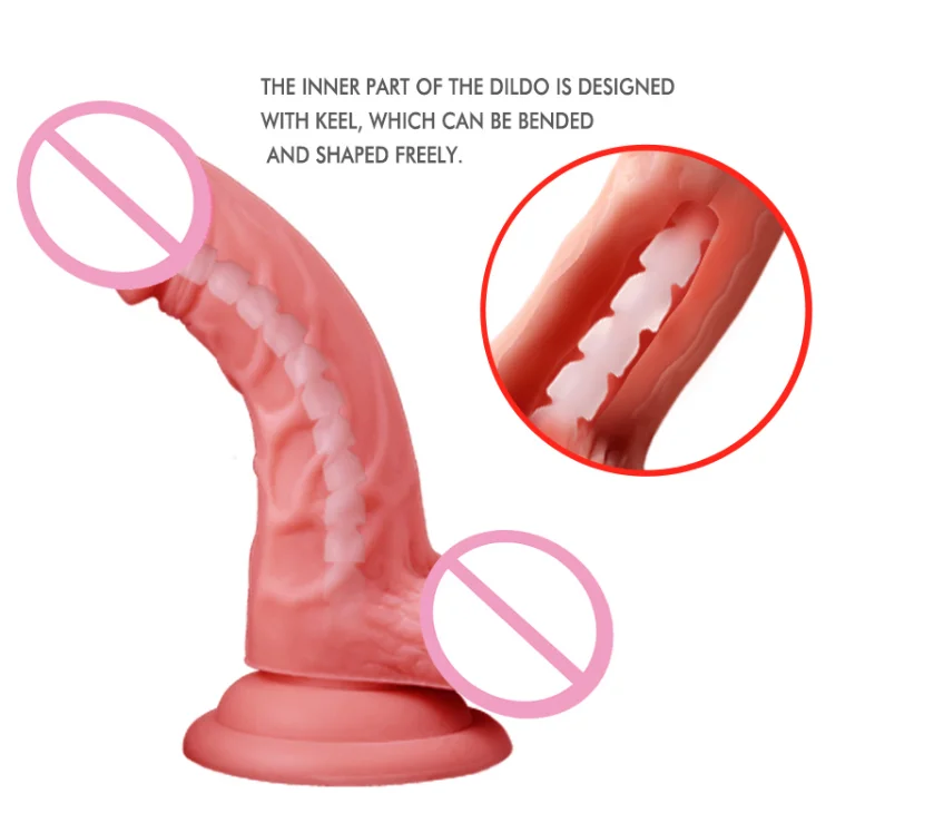 Built in Keel Random bending Thrusting Dildo Realistic Big Soft Dildo Suction for Women mastbation Suction Cup Dildo