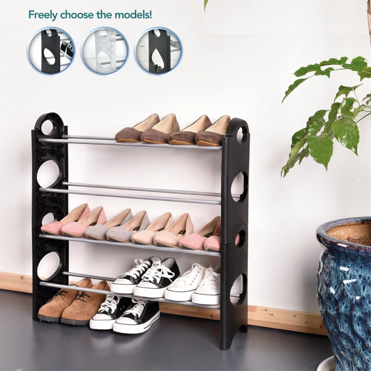 Amazing 6 tiers diy easy assemble metal pole foldable corner portable shoe rack wholesale