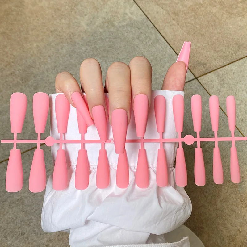 Solid Color Matte Super Long Coffin False Nail Ballet Press on Nails Tips for Nails Art Artificial Fingernails