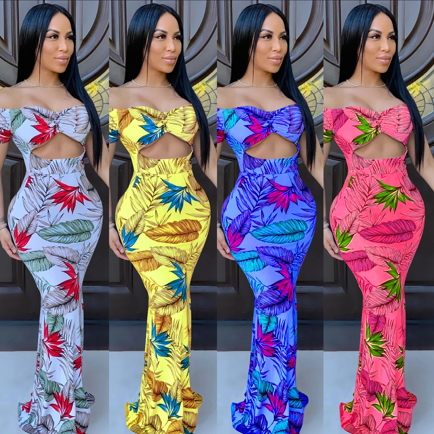 
Bunny BN-C3623 Outfits Maxi Dress Off Shoulder Top Bodycon Dress Women Clothing 