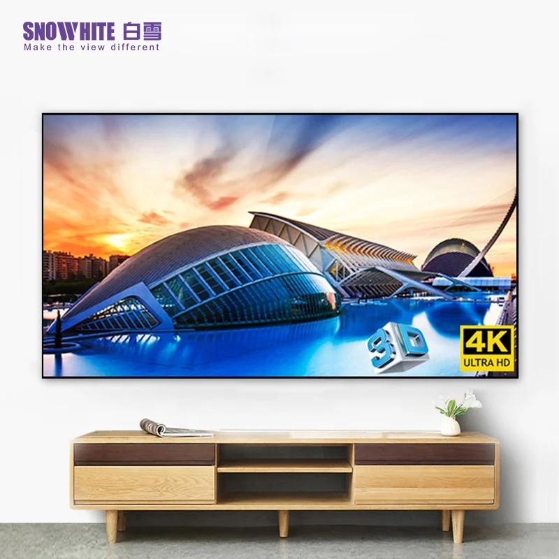 SNOWHITE  100 120  inch  alr screen for long throw projector ambient light rejecting screen fixed frame projection screen