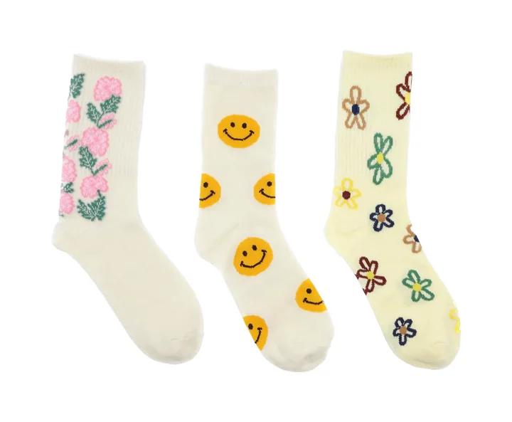 Women fashion pattern flower  casual socks