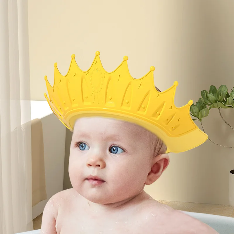 Adjustable Baby Shower Shampoo Hat Crown Shape Wash Hair Shield Hat for Baby Ear Protection Safe Children Shower Head Cover