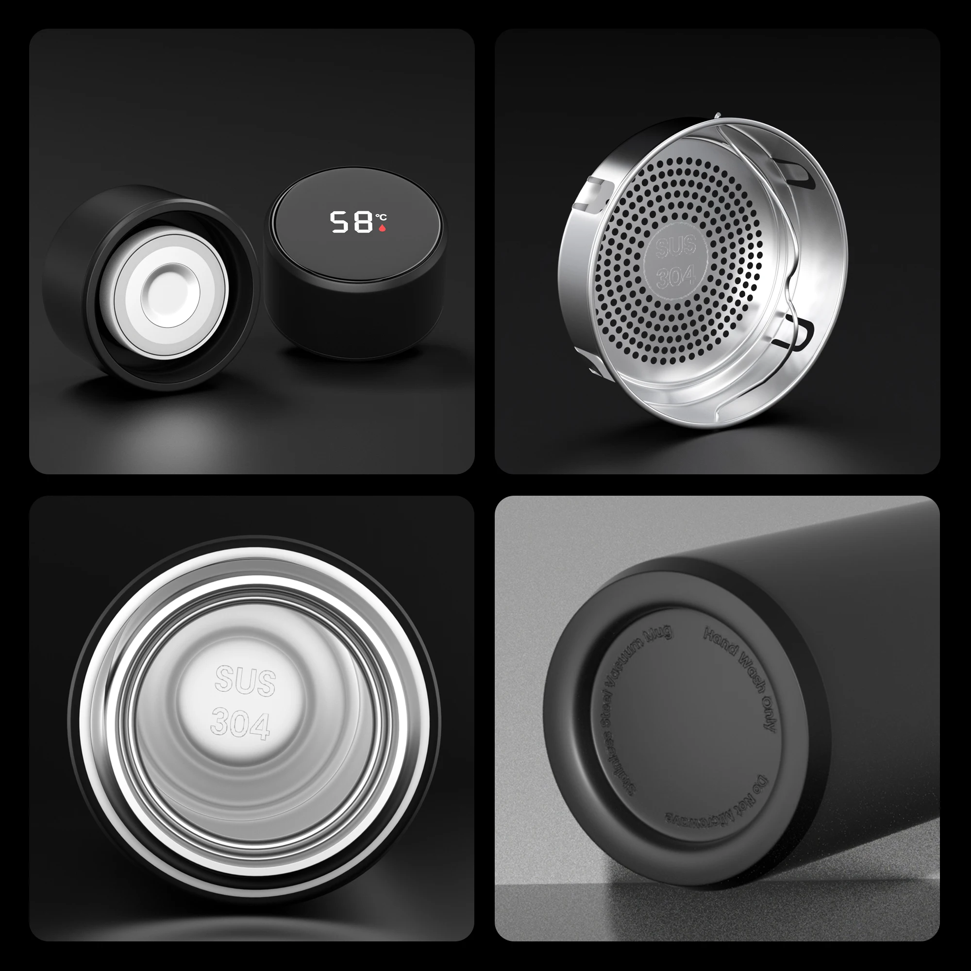 smart temperature display water bottle termos  vacuum stainless steel led flask with led temperature display