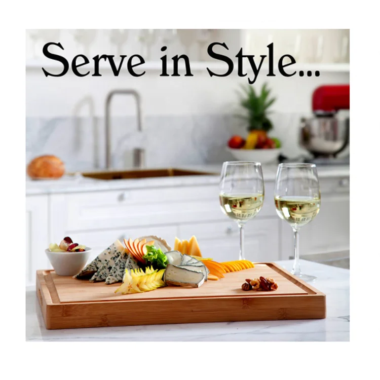 Custom large cutting chopping block board wooden chopping board bamboo with double handles