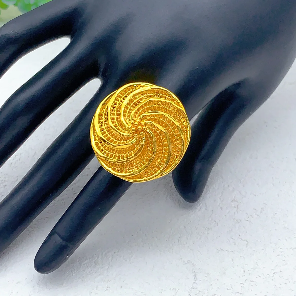 Dubai Gold Plated Ring Brazilian Women Gold Plated Wedding Bride Arabic Ethiopian Big Nigerian Jewellery Moroccan Resizable