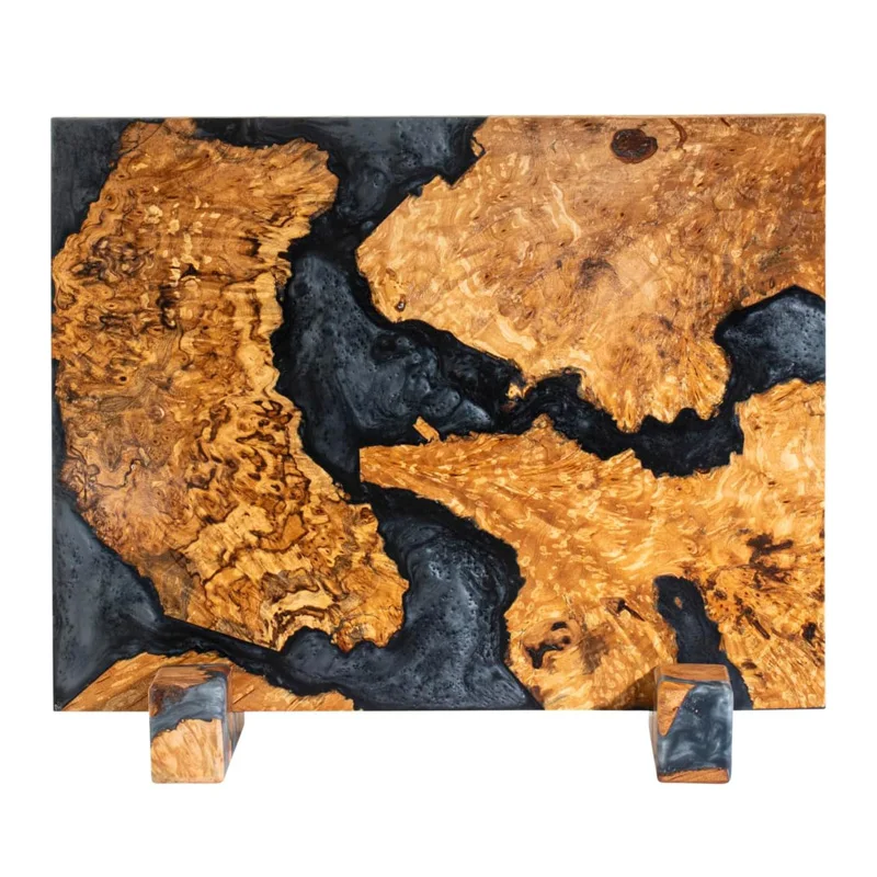 Natural Wood Blend Large Magnetic Knife Block Universal Epoxy Resin Wooden Magnetic Knife Holder Knives Storage Rack