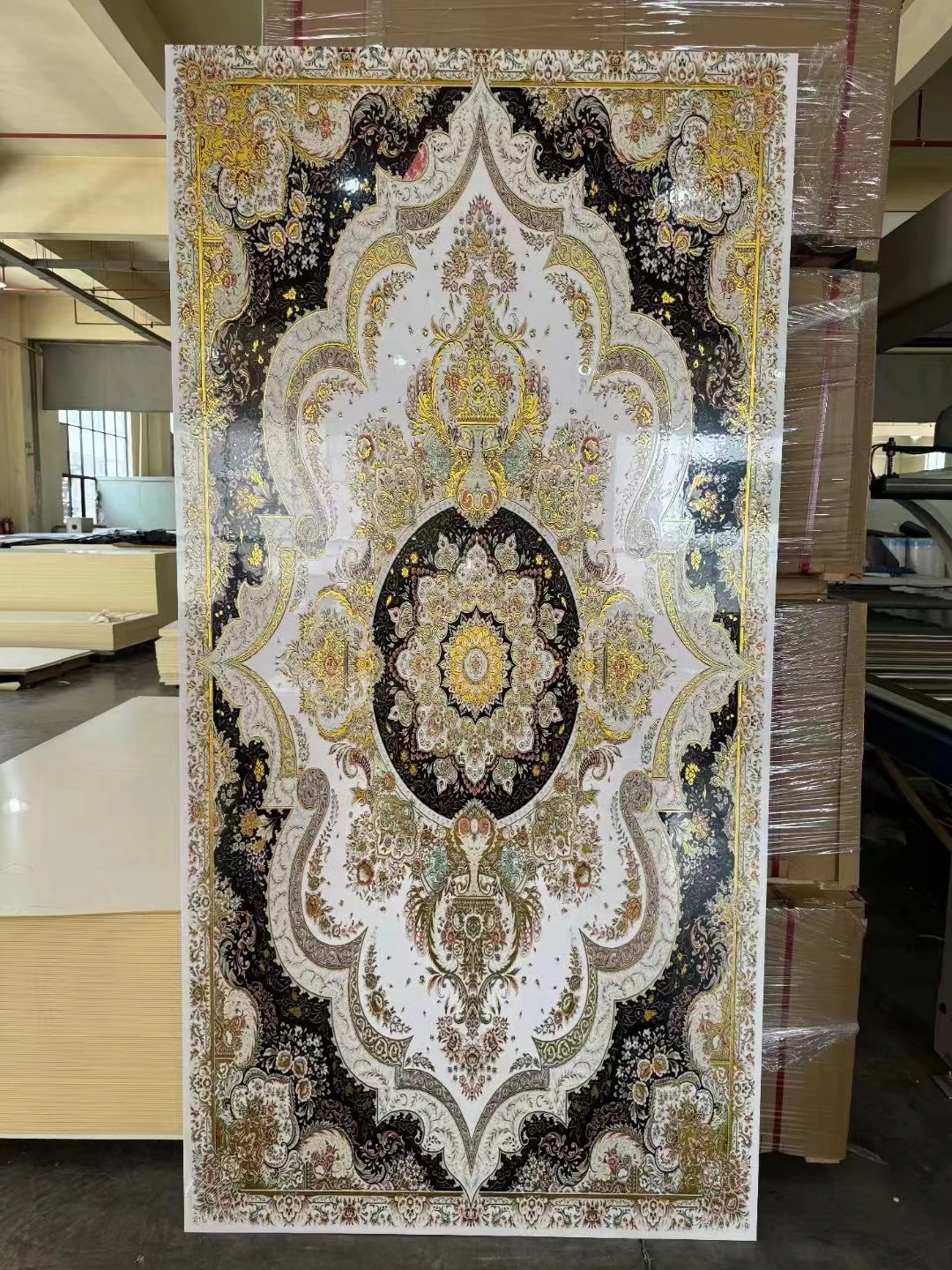 Digital Printing Faux Marble Wall Paneling PET Bamboo Charcoal Wood Veneer Panel For Entertainment Decoration