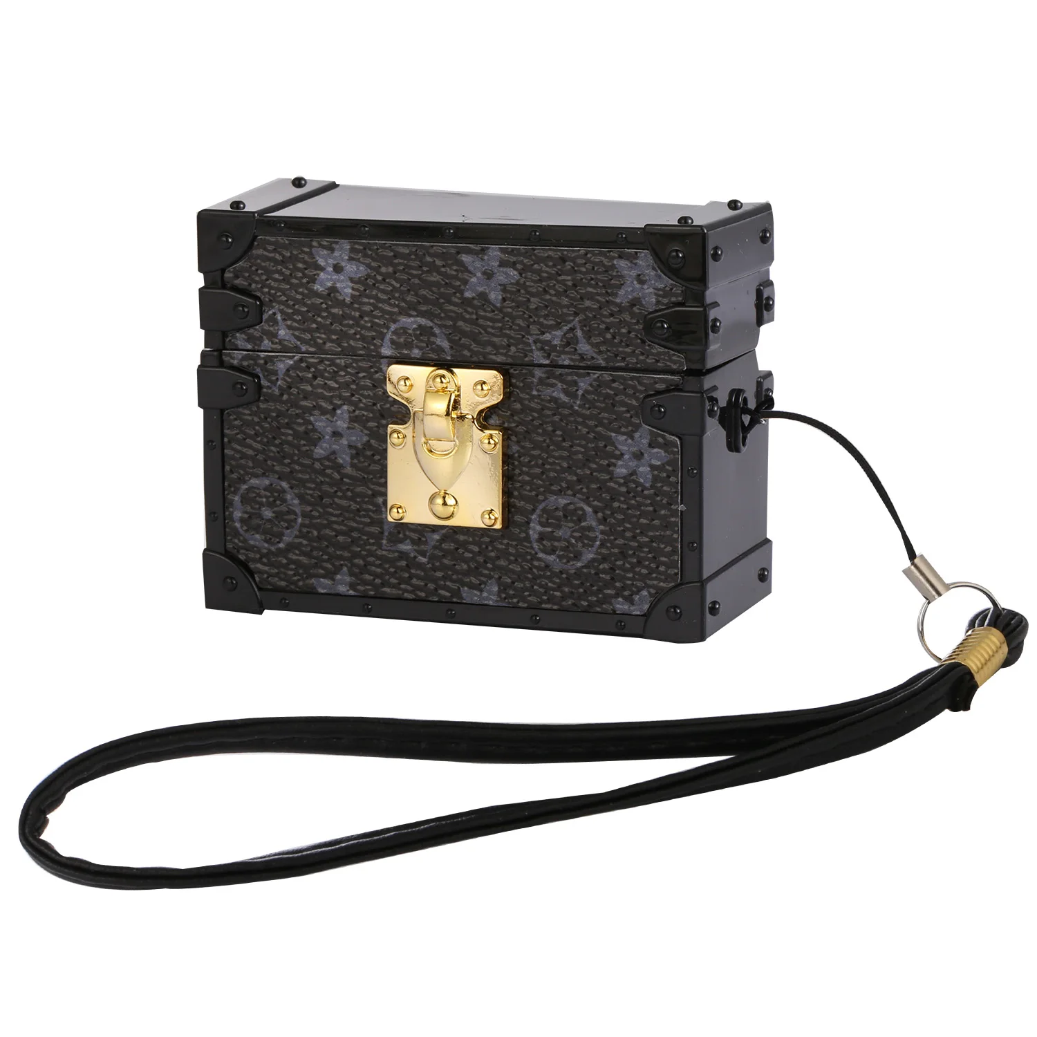 Роскошный кожаный чехол для наушников airpods pro с квадратным дизайном и шнурком на заказ