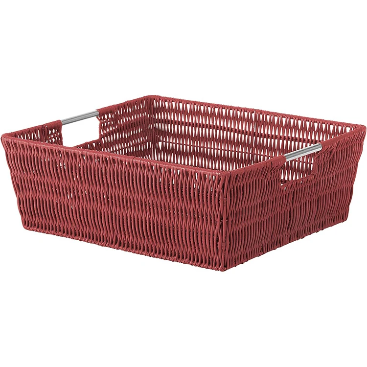 Yiran Home Handwoven baskets for books, newspapers, magazines and supermarkets plastic woven storage basket
