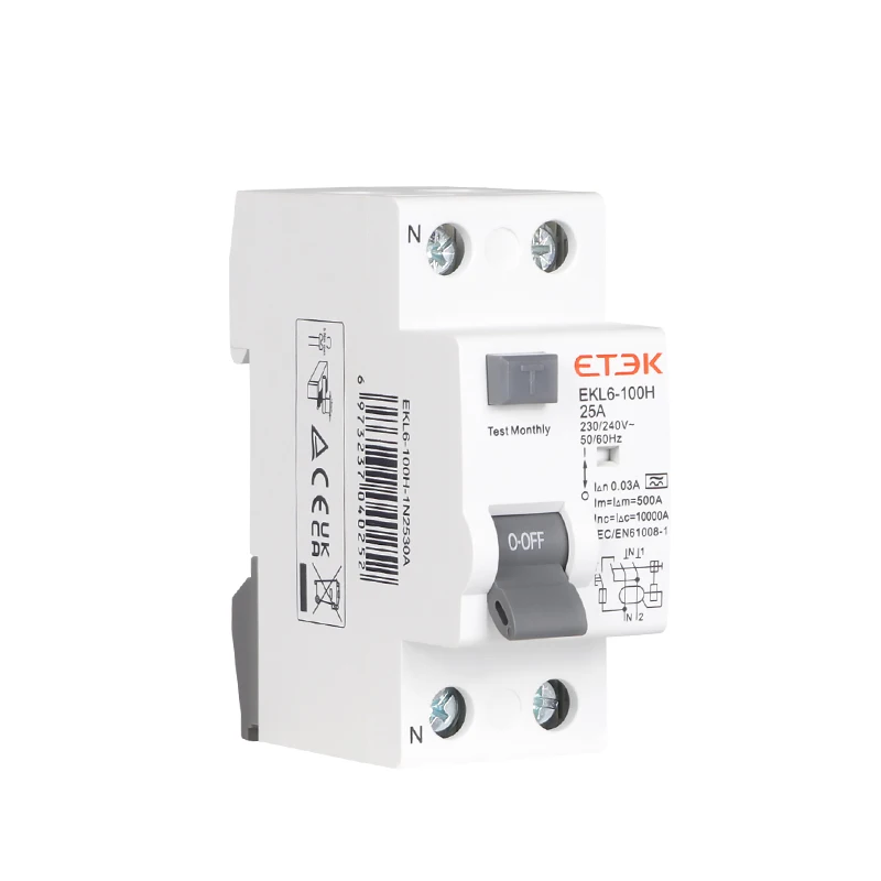 ETEK RCCB 2p 4p type A circuit breakers EKL6 10KA 35mm din rail rccb circuit breaker