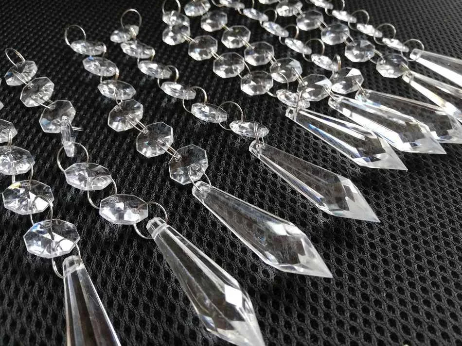 10 Acrylic Crystal Clear Beads Octagonal Beads Strand Hanging Curtain Garland Hanging Wedding Party Decoration Cake Topper Decor