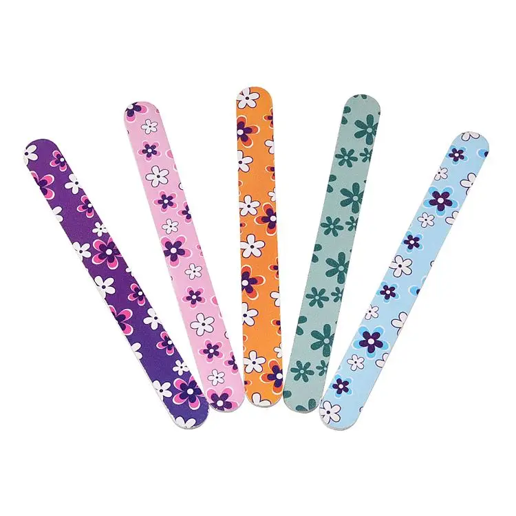 wholesale sandpaper nail files for Kids Finger Polishing Colorful multi patterns flower butterfly  printed double side