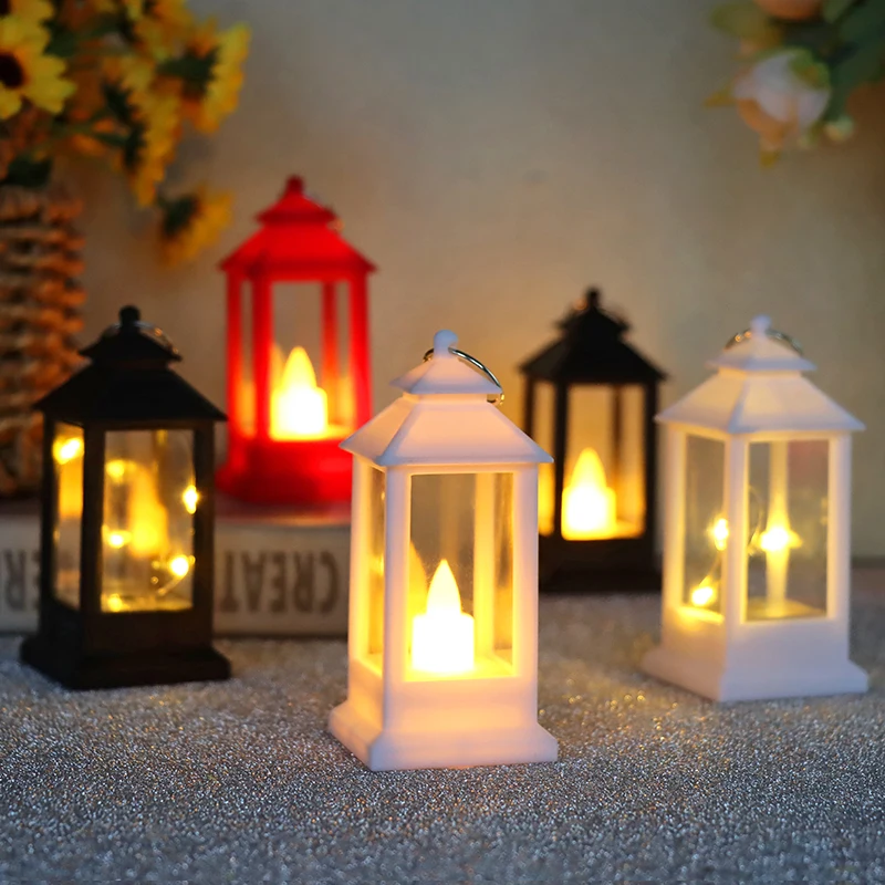 Christmas Mini Lantern with Flickering LED Candles for Indoor Outdoor Wedding Halloween Party Table Centerpiece