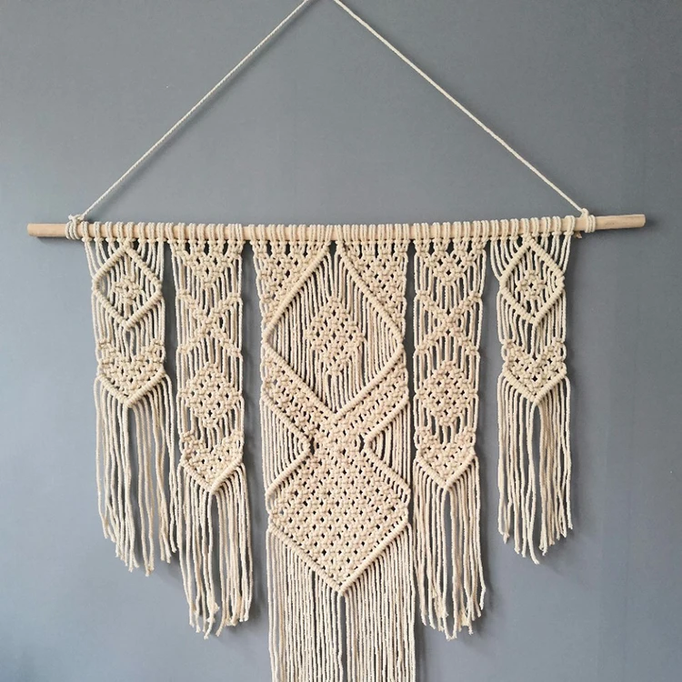 Wholesale Tassel room divider Handmade Art Creative Indoor Bohemian Macrame Woven Wall Hanging macrame door Curtain