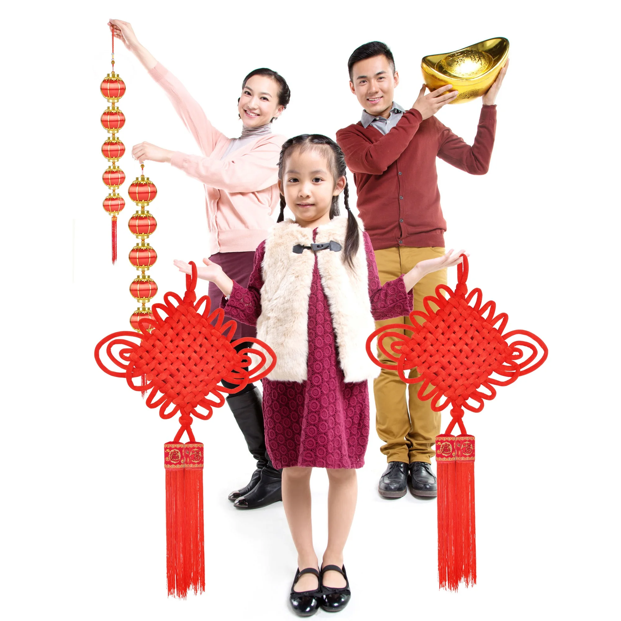 Chinese New Year Ornaments Souvenirs Handmade Double Braided thread traditional Hanging Chinese Knot Tassel Ornaments