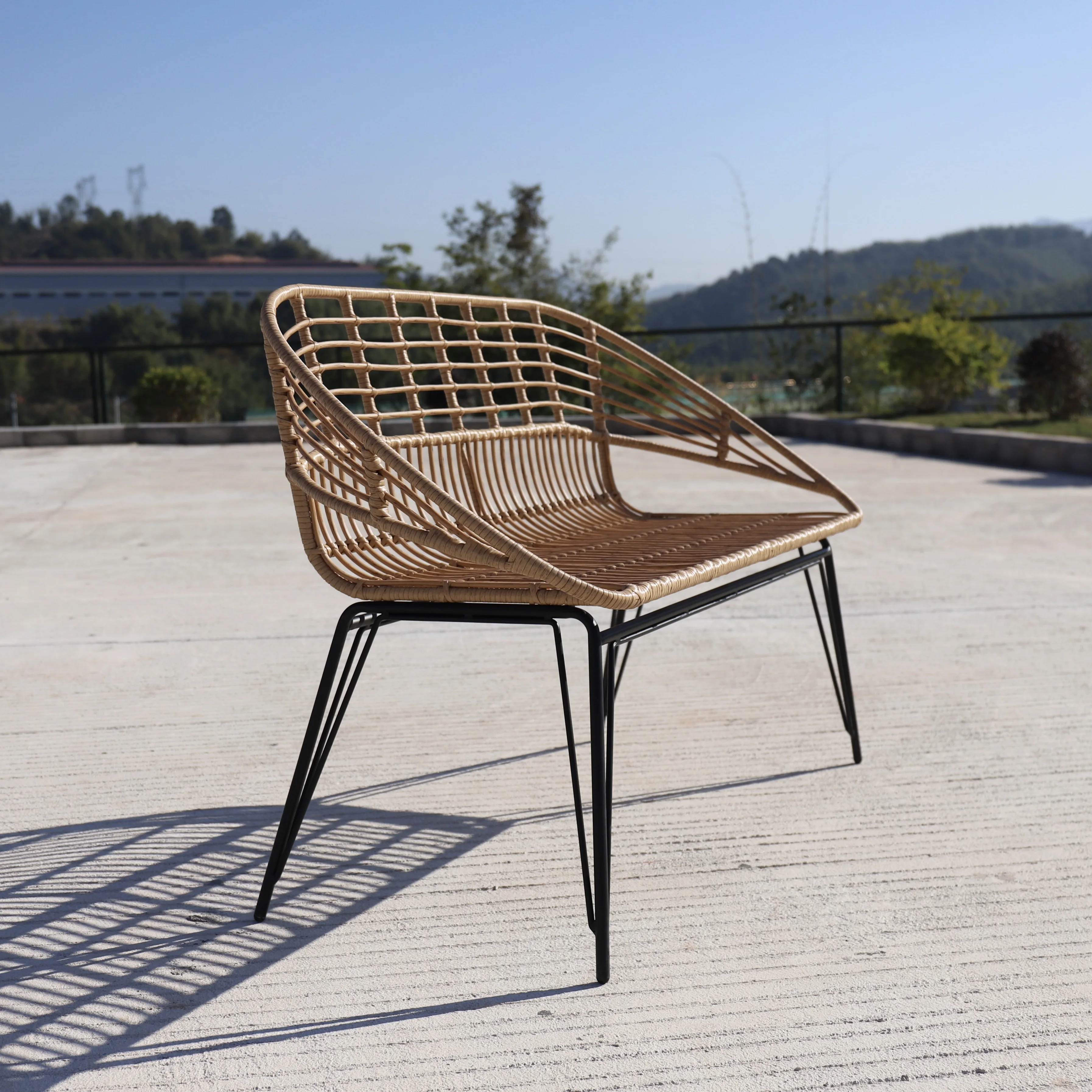 Wholesale Outdoor Furniture Garden Nordic Double Arm Chairs Rattan Wicker For Sale