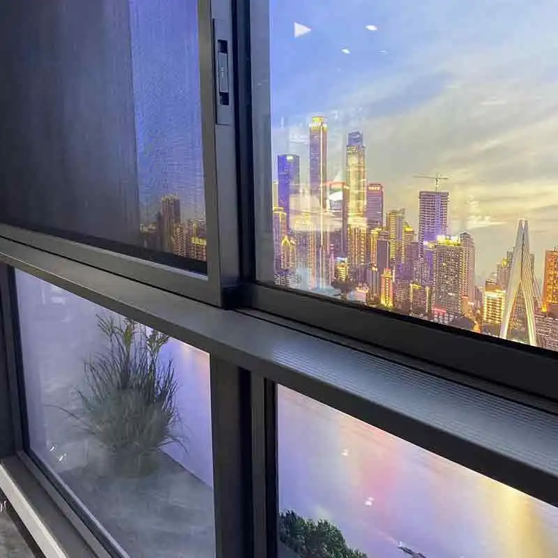 High quality 6 track most popular Sliding glass fixed ]french type slide security lock horizontal sash grey color sliding window