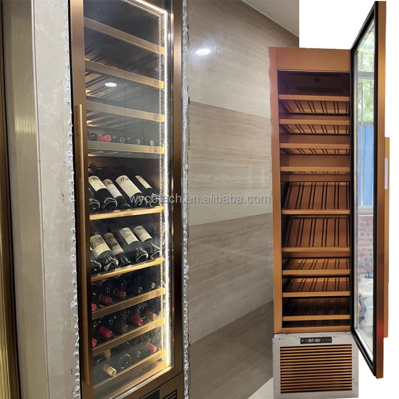 Kitchen Room Luxury Modern Wine Cabinets with Compressor Fan Cooling System Beech Wood Rack Wine Storage Cabinet Cooler Chiller