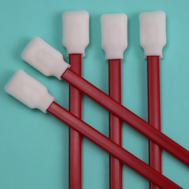 707 Lint Free Open-cell Rectangle Sponge Stick Red Handle Car Cleaning Foam Swab Stick Cotton Bud