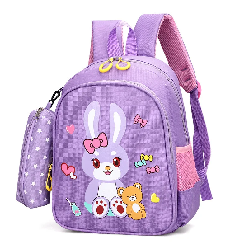 Cartoon printed multicolor optional kindergarten school student backpack with pencil case Kids school backpack bag