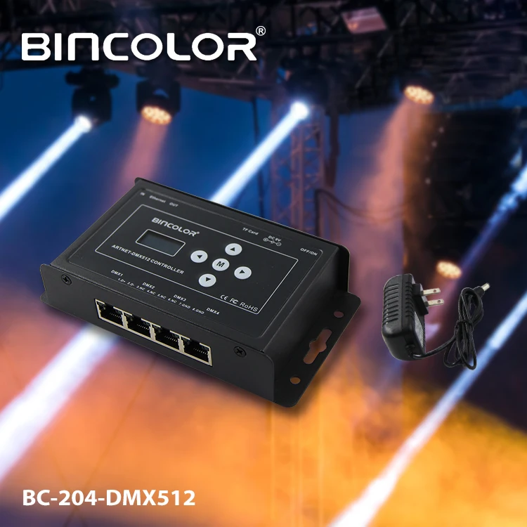 BC-DMX4 4-канальный контроллер Artnet к DMX512 с 8G SD-картой 16 эффектов записи для ламп DMX
