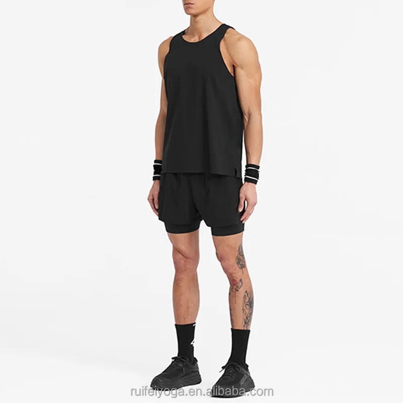 Custom Logo Stretch Lightweight Quick Dry 4-way Stretch Training Vest Nylon Powerlifting Men Mesh Running Race Back Singlet