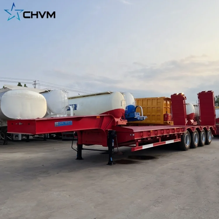 Hot Sell 4 Axles 80T-150T 16m low bed Gooseneck Lowboy Trailer LowBed Truck Trailer For Sale