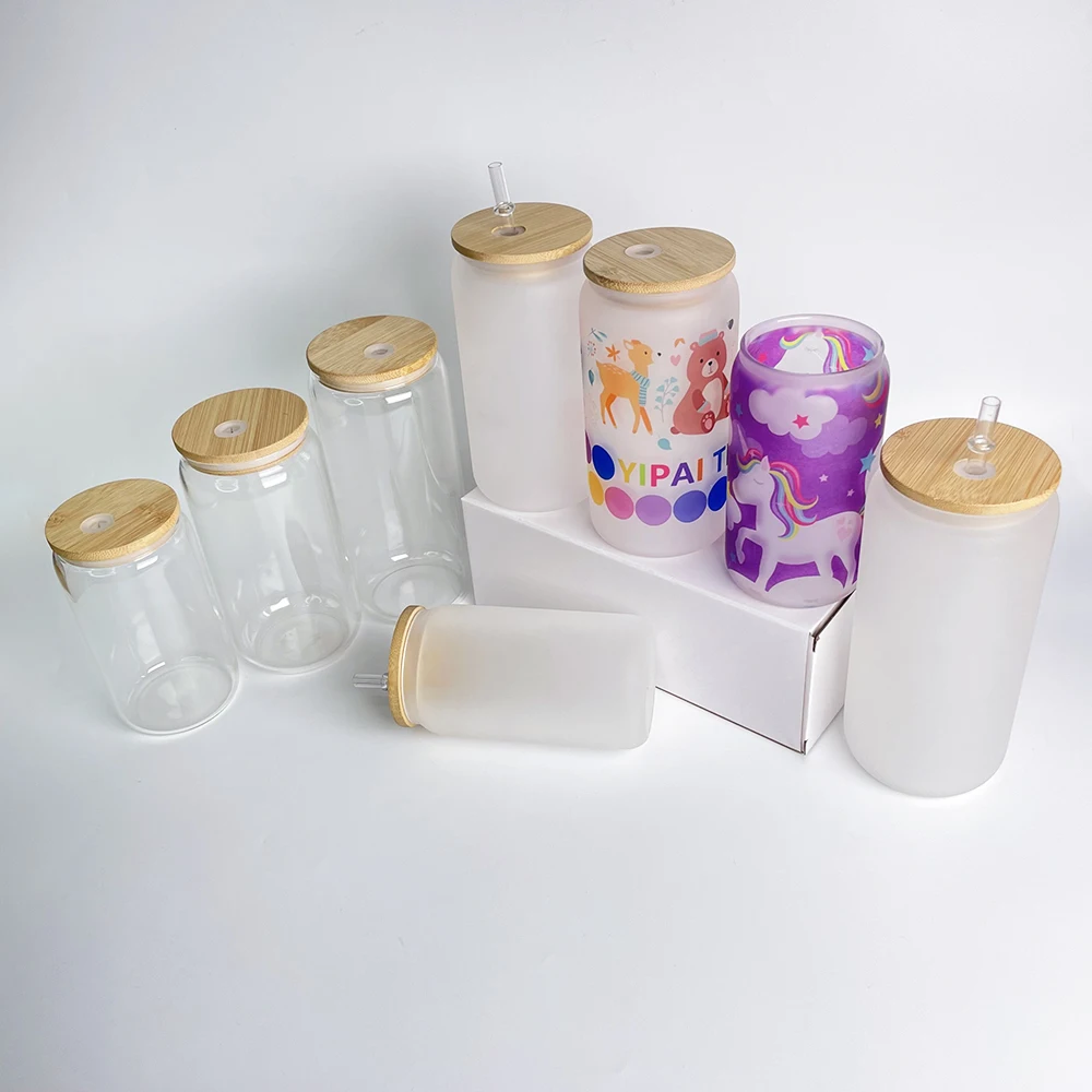 crystal clear 12oz 16oz 20oz Beer can glass cup transparent soda juice drinking glasses can for White Sublimation Transfer