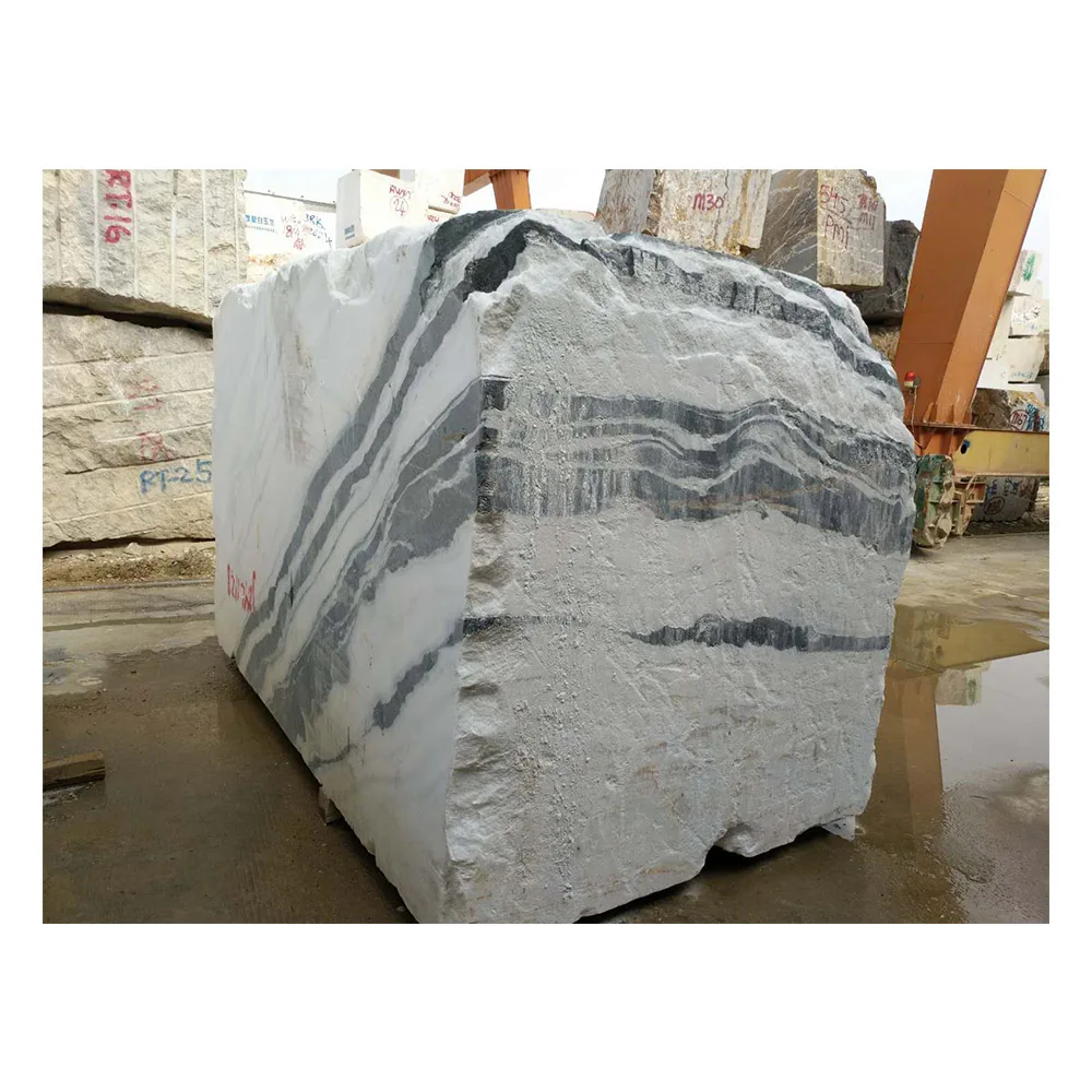 Raw Block Panda Marble White Monuments, Thick Slabs Modern Hotel TOSHIBBA IMPEX Natural Stone Countertop Lifetime