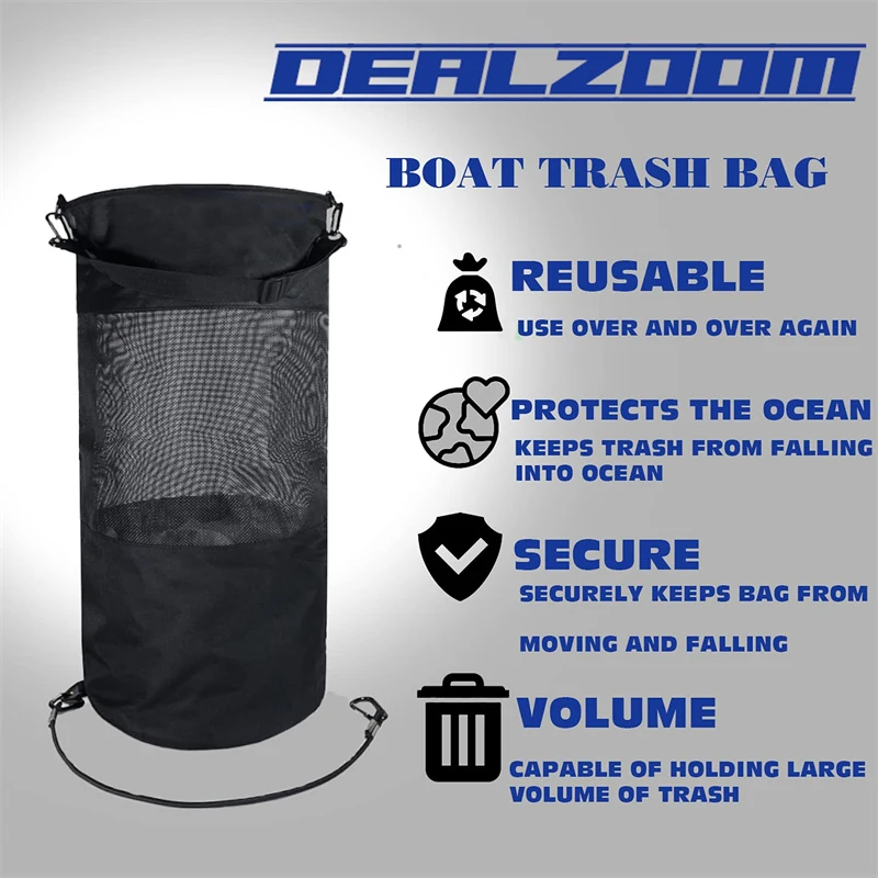 Large Volume Hanging Boat Trash bag Easy to Store Hang it on your boat Trash Bag High Grade Material waterproof nylon mesh Bag