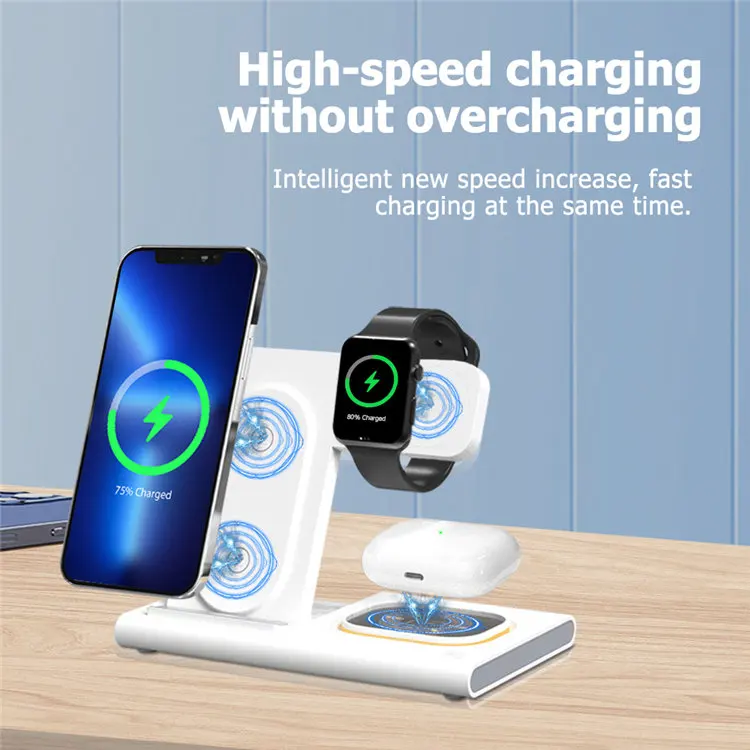 Cool Gadgets 3 In 1 15W Fast Charging Qi Foldable Portable Wire less Stand Wireless Charger For Phone For Earbuds For iWatch
