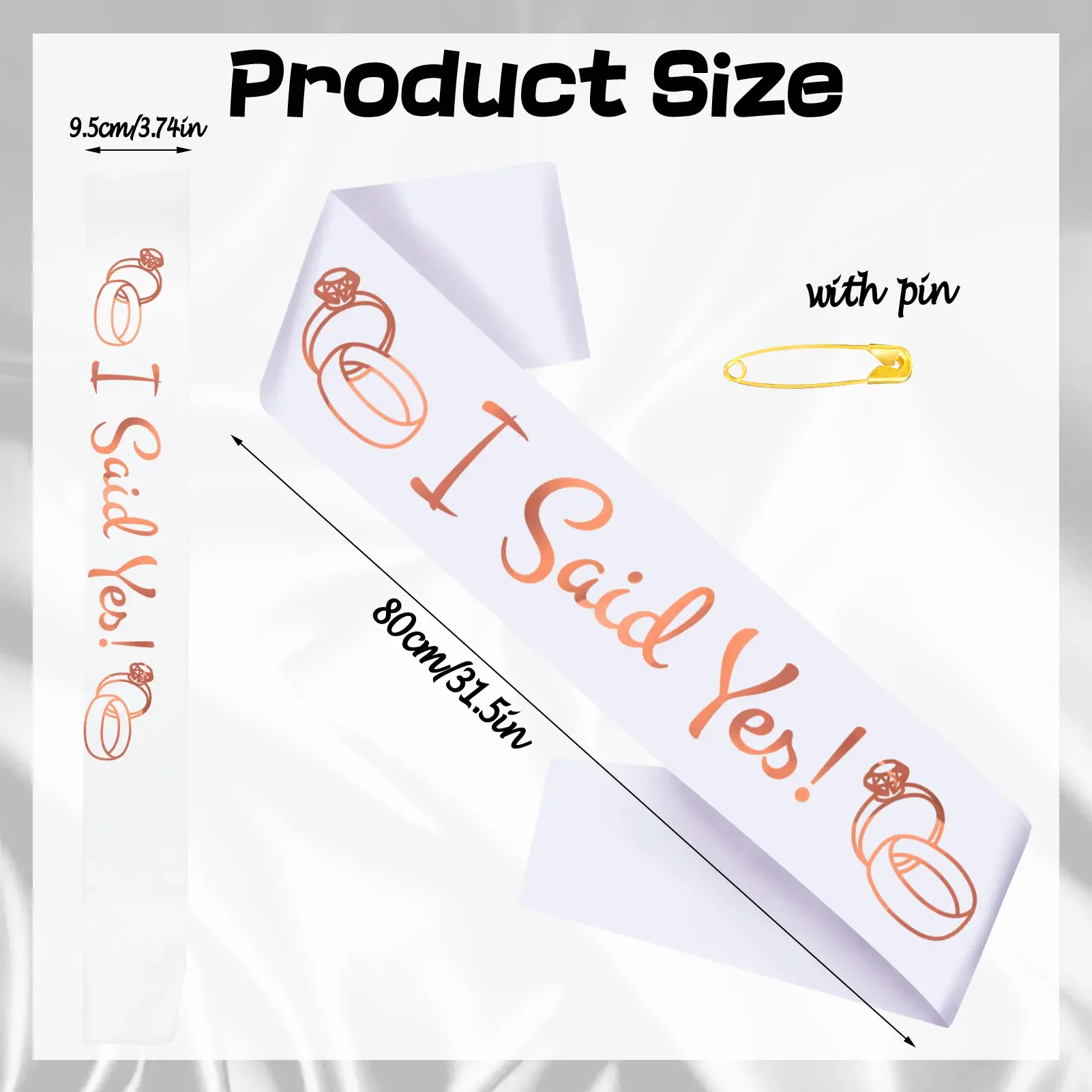 LP  I Said Yes Satin Sash  with Rose Gold Foil Future  Mrs Engagement Party Sash  Proposal Bachelorette Party Decorations