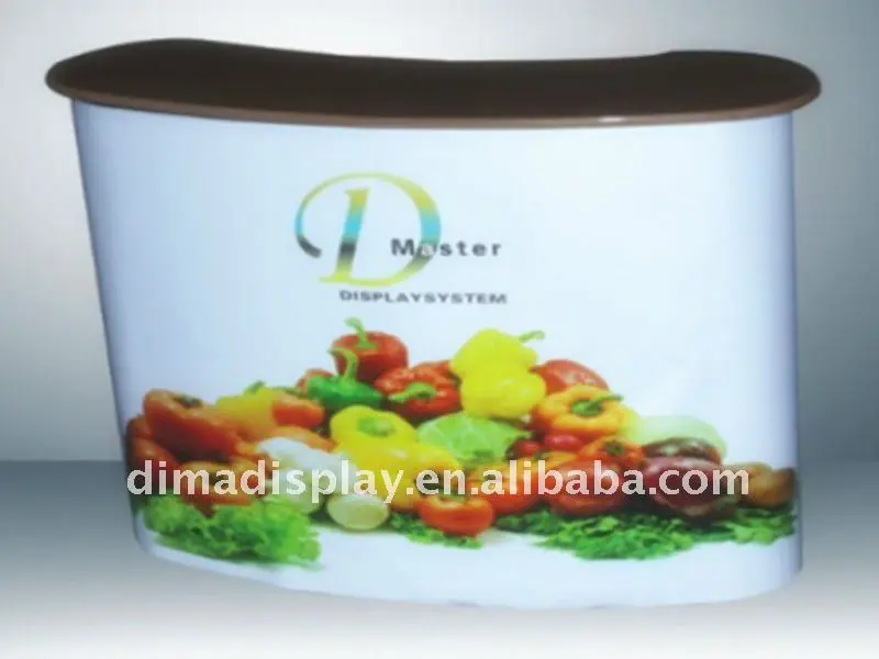 Foldable Pop Up Counter Aluminum Promotion Counter Table Curved Shape