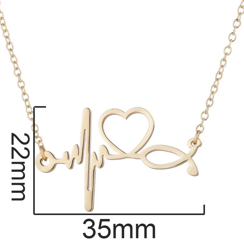 Minimalist stainless steel doctor medical stethoscope electrocardiogram necklace Heart beating clavicle chain