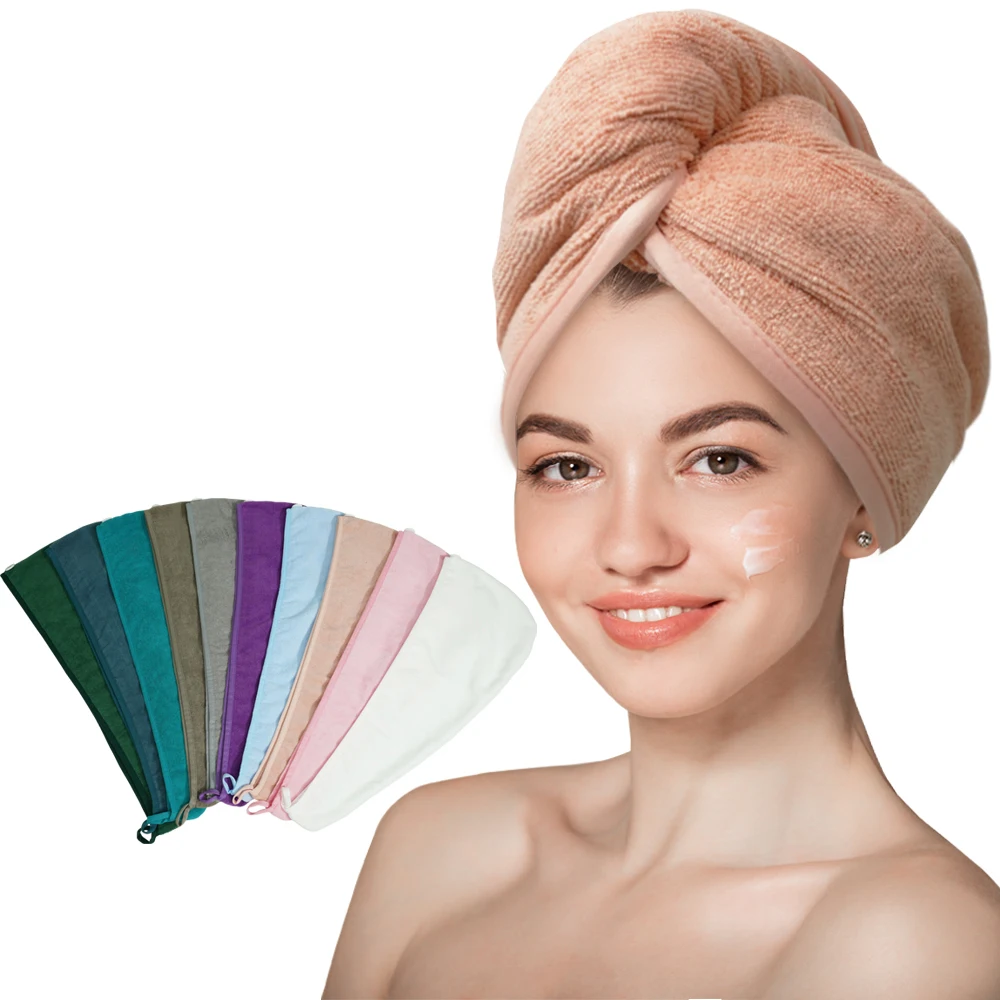 China factory price quick drying  Microfiber  hair turban dry  hair towel cap for all ages