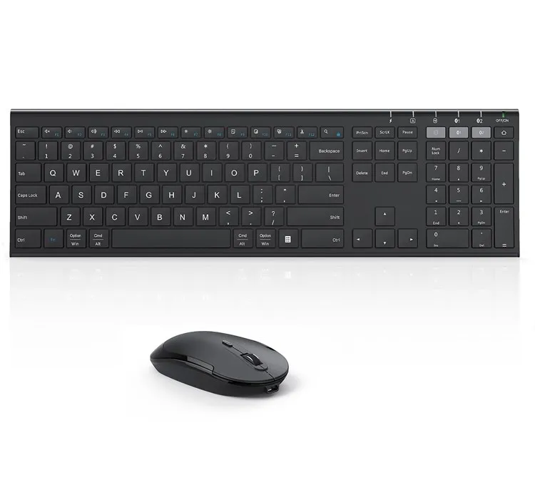 Ultra Slim Multi Decice Rechargeable Three Connection Mode(BT 4.0+BT 4.0+USB) Wireless Keyboard and Mouse Set