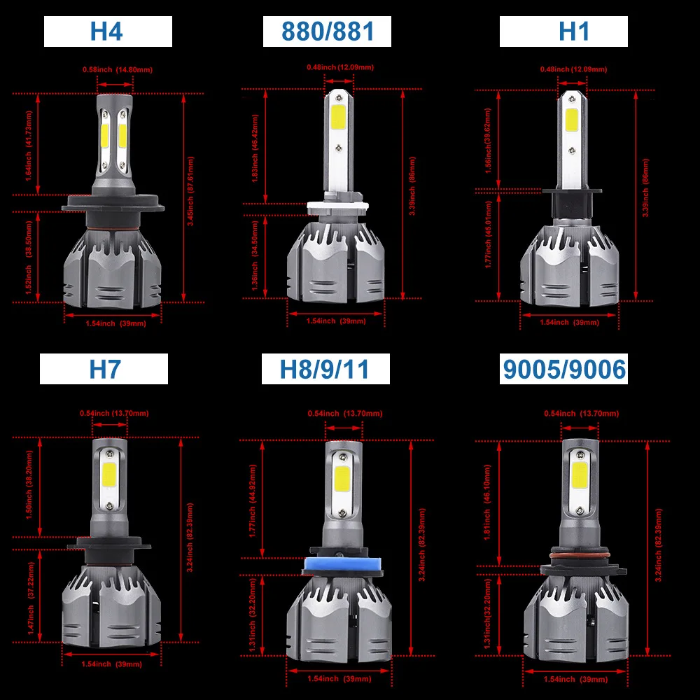  Новые Автомобильные светодиодные лампы для фар R11 80 Вт COB H4 H13 9004 9007 H1 H3 H7 H11 противотуманные