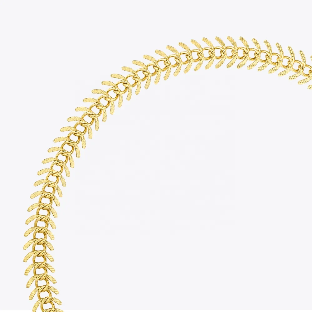 18K Gold Plated Stainless Steel Jewelry Spike Chain Embossing Craft Accessories Necklace P203074