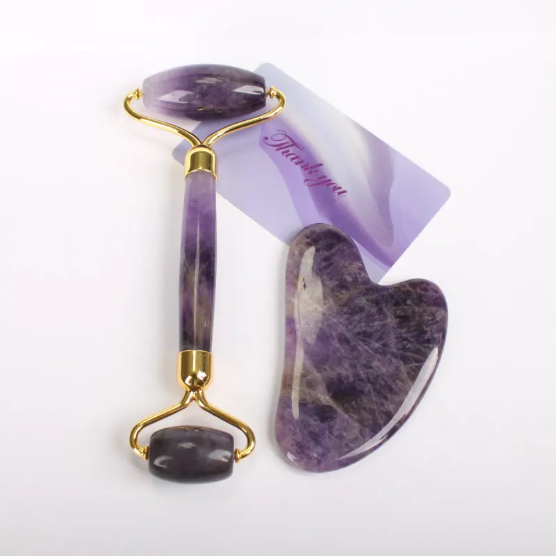 new product natural Purple jade stone roller massager for face
