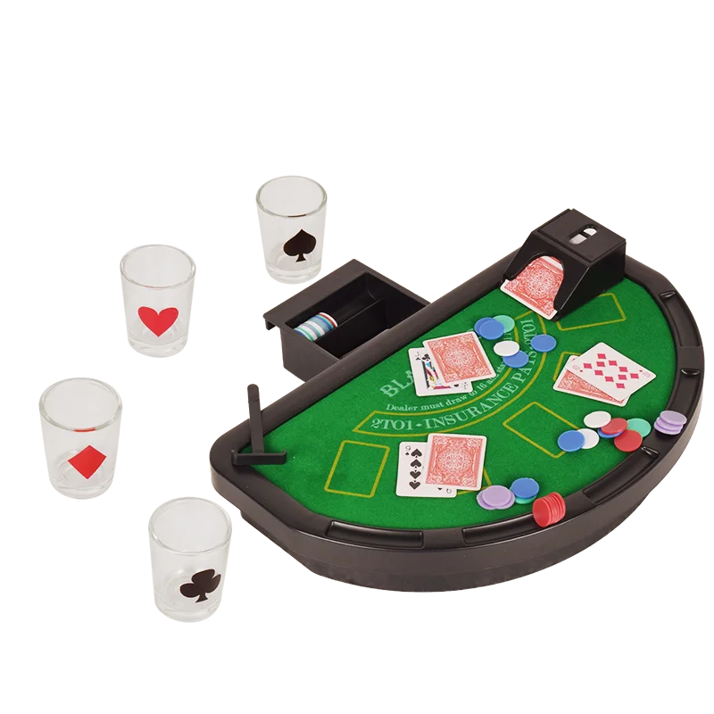 Mini poker table drinking game for four people with poker chips,black jack drinking game