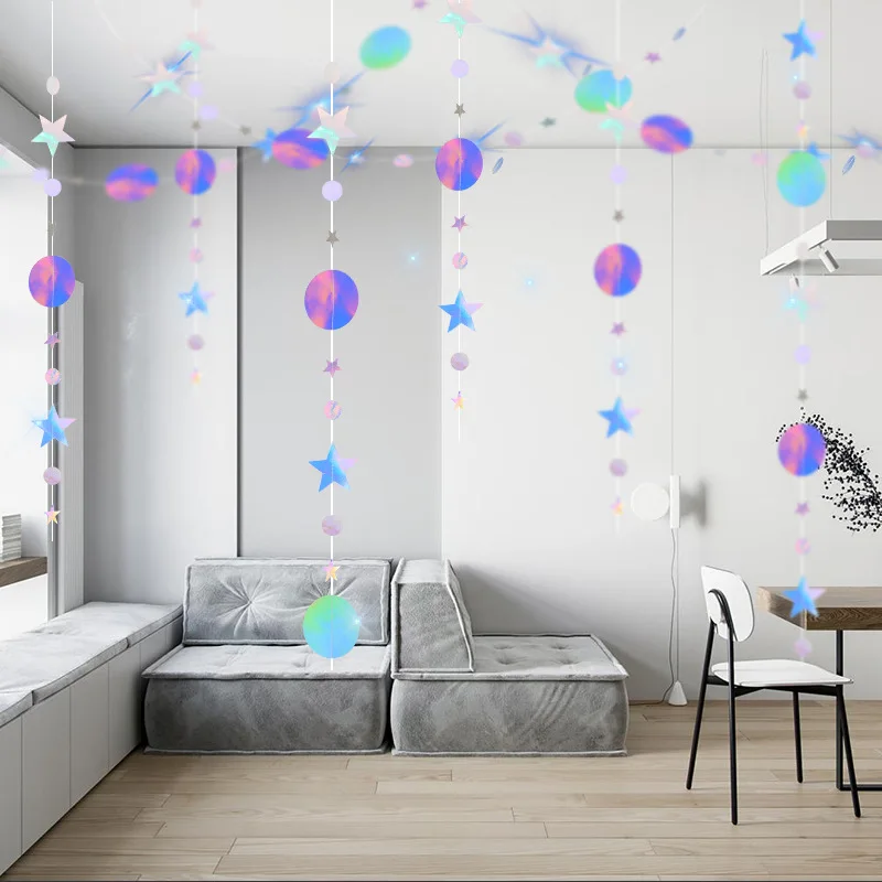 Dazzled paperboard card party supplies promotional flags banners wall decorations for home colorful ceiling decoration hanging