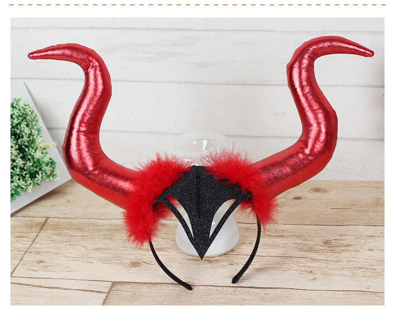 Horn Headband Black Party Horns Headpiece Halloween Cosplay Party Headband Costume Accessory For Women Adult