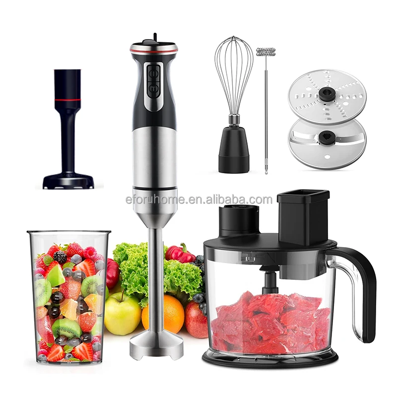 EFORU 1200W Powerful Professional Portable Hand Blender Immersion Machine Electric Hand Stick Blender with Chopper Whisk Cup